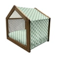 thumbnail image 2 of Mint Pet House, Old Fashion Striped Pattern with Geometrical Details Checkered Simple Tile, Outdoor & Indoor Portable Dog Kennel with Pillow and Cover, 5 Sizes, Mint Green Pale Green, by Ambesonne, 2 of 5