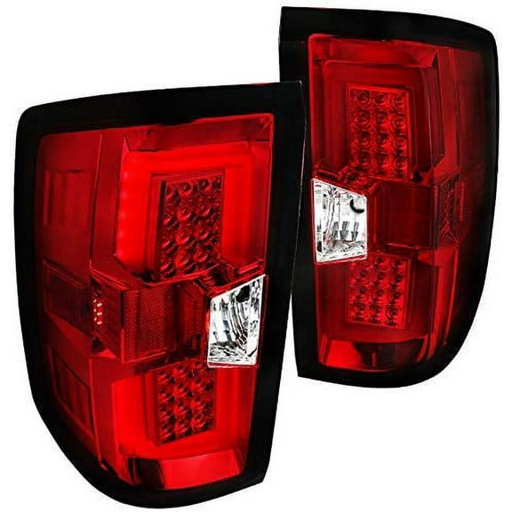 LED Light Bar Rear Tail Lights Brake Lamp Chrome Housing Red Lens Made For And Compatible With 2014 - 2017 Chevrolet Chevy Silverado 1500 2500 3500 HD 14 15 16 17