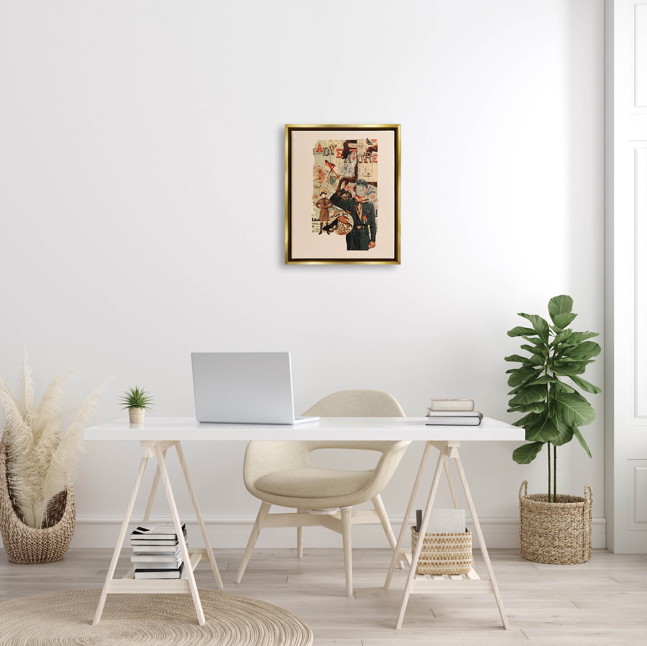 Stupell Industries Surreal Adventure Botanical Collage Graphic Art Metallic Gold Floating Framed Canvas Print Wall Art, Design by Matheus Lopes Castro