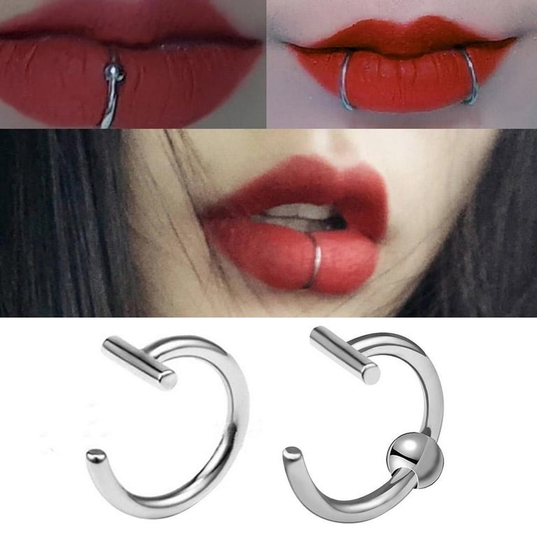 BLE Lip Rings Fake Spring Clip On Nose Rings Fake Lip Hoop Body Piercing New N9 N6F3