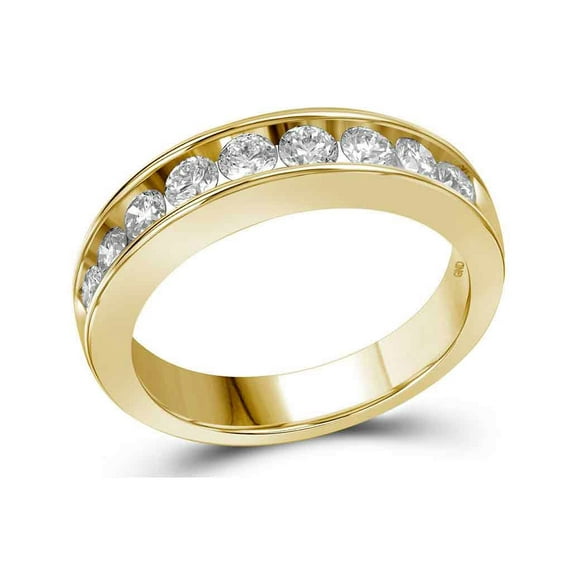 14K Yellow Gold Womens Round Diamond Wedding Channel Set Band 1 Cttw, Womens Size: 5-10
