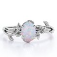 thumbnail image 1 of JeenMata Inspirado en la Naturaleza: Anillo de Compromiso con Engaste de Cuatro Puntas y Ópalo Arcoíris de Forma Ovalada de 1,3 Quilates, Chapado en Oro Blanco de 18 K sobre Plata, 1 of 6