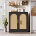 thumbnail image 4 of TROPOW Sideboard Buffet Cabinet - Credenza Storage with 4 Rattan Doors and Shelves, Modern Console Table Accent Coffee Bar Cabinet for Living Room, Kitchen, Hallway, Dining Room, Entryway, 4 of 7