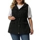 thumbnail image 1 of Chaleco utilitario sin mangas con capucha para mujer de tallas grandes Agnes Orinda, ligero, con cordón, 2X, negro, 1 of 6