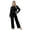 Black, variant on Lounge Sets for Women, 2‑Piece Crew Neck Long‑Sleeve Top & Drawstring Wide Leg Pants, Casual Matching Sleepwear Loungewear for Ladies