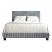 Castle Place Chic Corduroy Velvet Upholstered King Bed, Grey