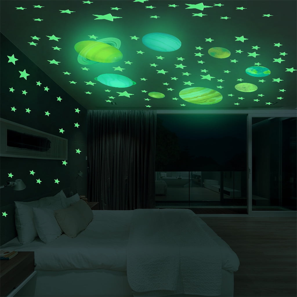 Solar System Planet Night Light Luminous DIY Wall Sticker Glow Decal In The 