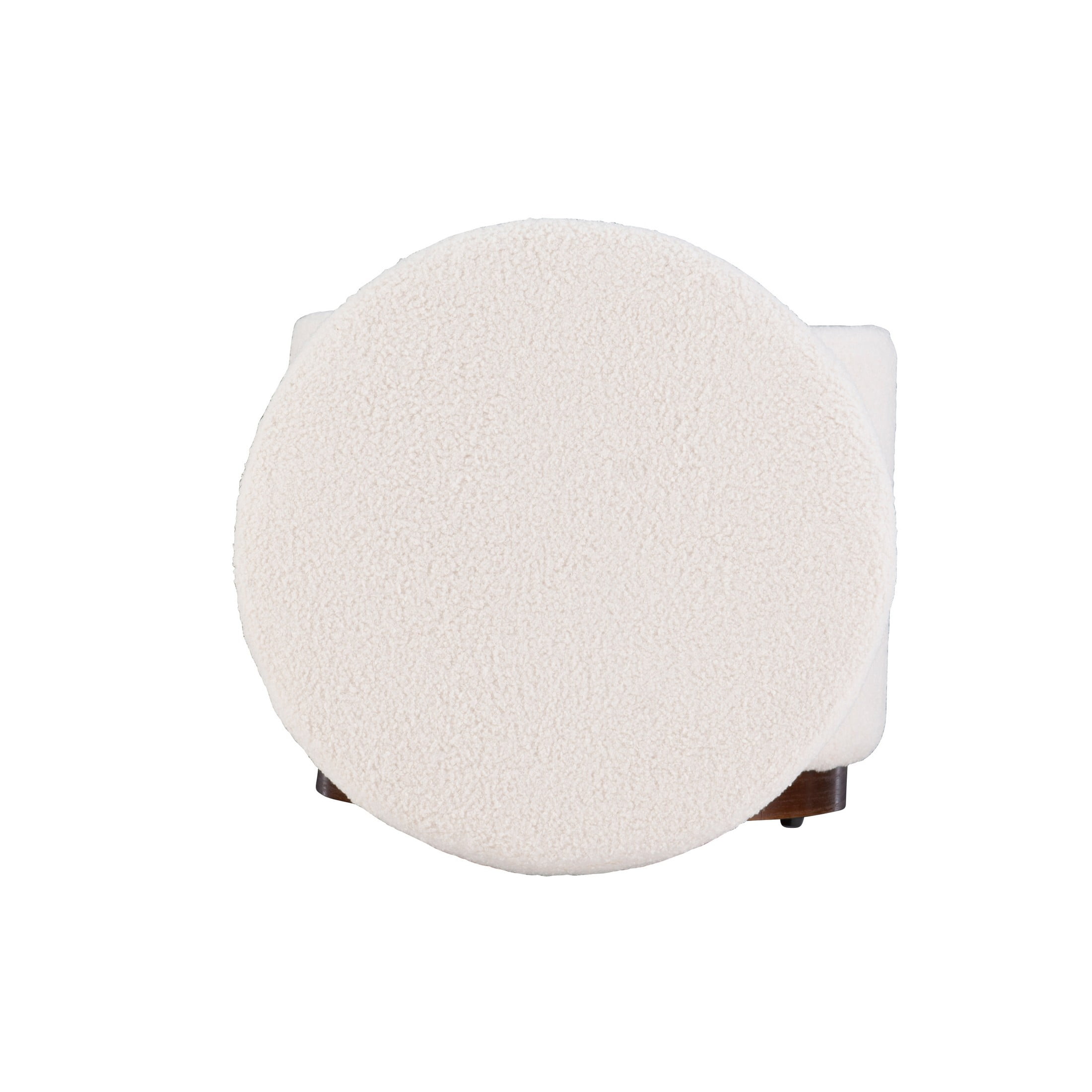 Linon Primrose Storage Ottoman Stool, Walnut Finish with Natural Sherpa Fabric