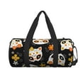 thumbnail image 2 of Gaeub Cat Skulls and Flowers Lightweight Travel Cylinder Bag Gym Tote Bag Sports Training Duffle Bag with Pockets and Straps, 2 of 8