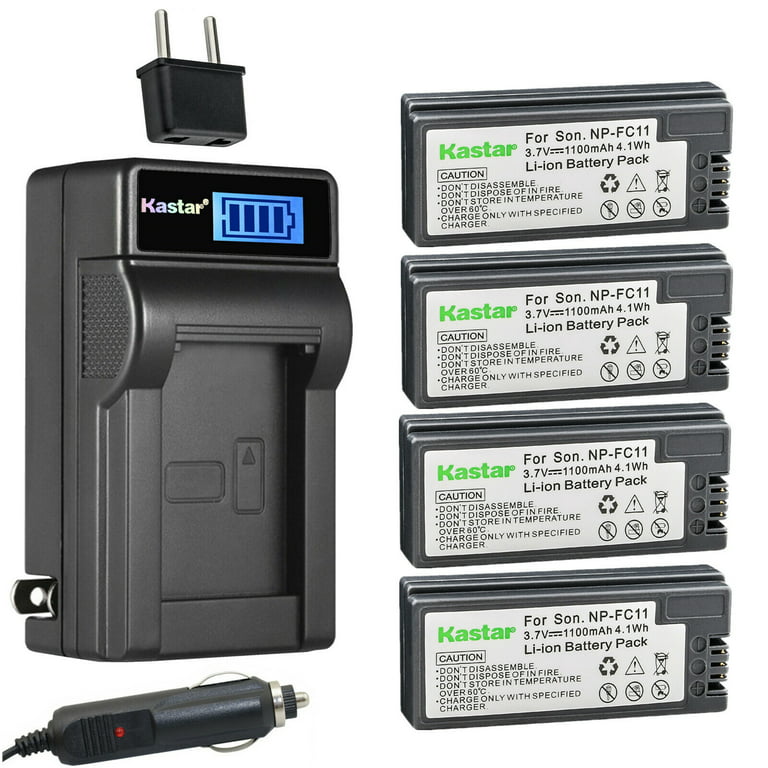 Kastar 4-Pack NP-FC11 Battery and LCD AC Charger Compatible with