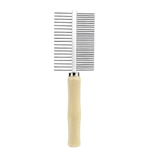 Pet Comb Dog Grooming Comb Stainless Steel Dog Comb Double-sided Flea Comb With Wooden Handle For Medium And Large Pets2pcs