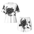 thumbnail image 5 of "Wukai Family Of Sea Turtles Women's Pajama Set - Short-Sleeve Top and Shorts with Elastic Waistband and Pockets for Loungewear, Yoga, and Casual Wear-Large, 5 of 8
