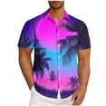 thumbnail image 2 of VBTAPA Men's Hawaiian Floral Shirts Big and Tall Button Down Short Sleeve Shirt Tropical Holiday Beach Shirts Holiday Sales Purple M, 2 of 6
