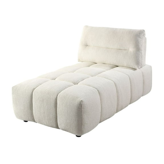 37" Single Chaise Lounge Sofa, Deep Seat Single Recliner Chair with Pillow, Wood Upholstered Couch for Living Room, Beige