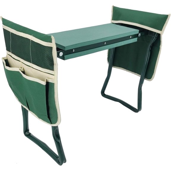 ® Upgraded Garden Kneeler Seat 24" Wide Soft Kneeling Pad Garden Tools Stools Garden Bench with 2 Large Tool Pouches Outdoor Foldable Sturdy Gardening Tools for Gardeners, Green 15299