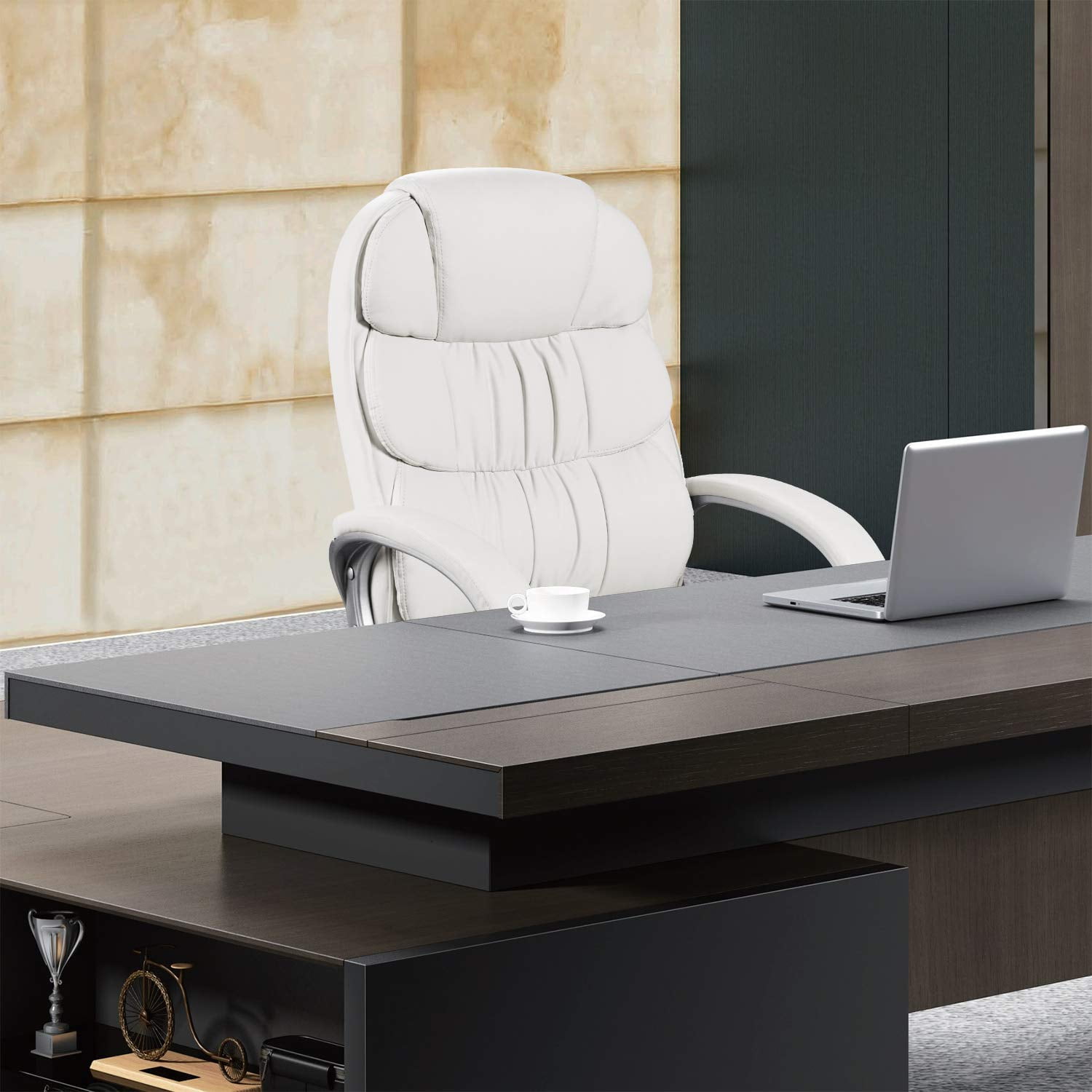 MAYKOOSH White High Back Executive Premium Faux Leather Office