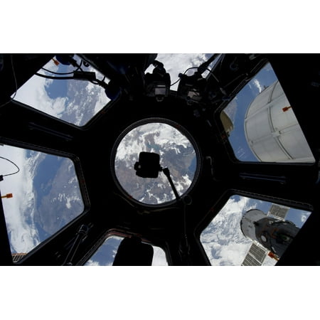 Coventry Cupola - View of Earth through the Cupola on the International Space Station Canvas Art - Stocktrek Images (35 x 23)