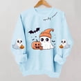 thumbnail image 5 of FAVIPT Halloween Graphic Sweatshirts for Women Cute Pumpkin Ghost Print Pullover Long Sleeve Crew Neck Soft Sweatshirt Sky Blue,S, 5 of 6