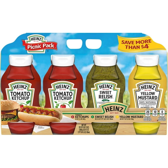 Heinz Ketchup, Relish, Mustard Grill Pack, 4 Count