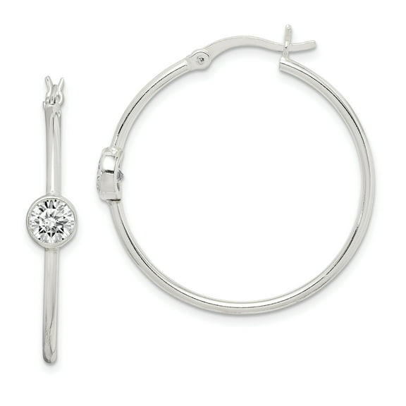 Primal Silver Sterling Silver Cubic Zirconia Hoop Earrings