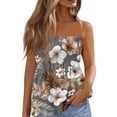 thumbnail image 1 of OIOLOYJM Womens Tube Top Spring Cute Strapless Palm Tree Peplum Top Backless Beach Flowy Casual Clothes Gray XL, 1 of 4