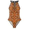 thumbnail image 3 of Aztec Art Illusion Swimsuit Vintage Print One Piece Swimwear Push Up Stylish Bathing Suit Sexy Beach Graphic Bodysuit, 3 of 7