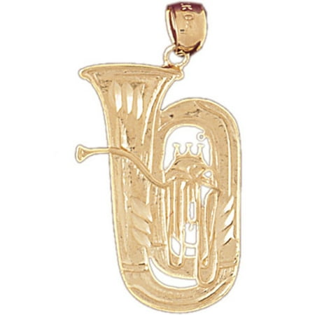 14K Yellow Gold Tuba Pendant - 33 mm
