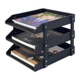 thumbnail image 3 of UnionBasic 3-Layer Document Paper Letter Tray, Faux Leather Desktop File Sorter Organizer Tray, Black, 3 of 4