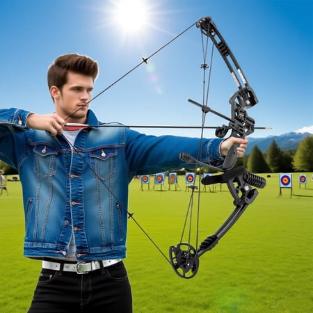 Compound Bow for Hunting & Archery Adjustable Draw Weight 3-Pin Sight with Lighting 12 Arrows for Adults Beginners Intermediate Archers
