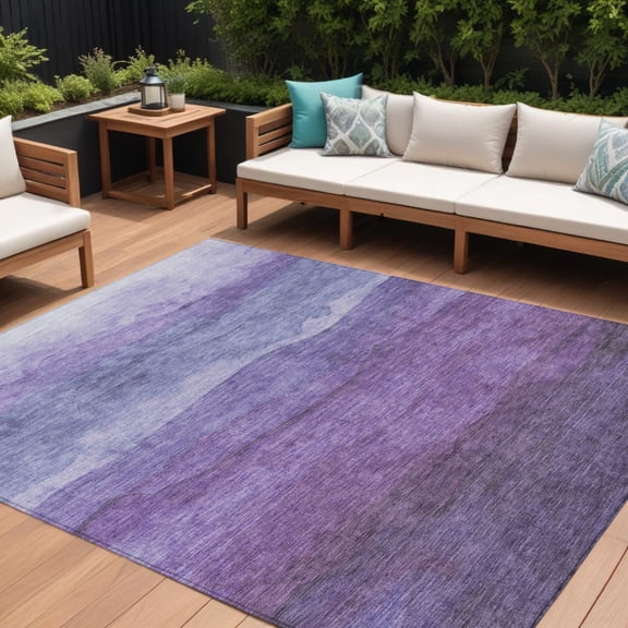 HomeRoots 618151 8 x 10 ft. Purple & Lavender Abstract Washable Indoor & Outdoor Rectangle Area Rug