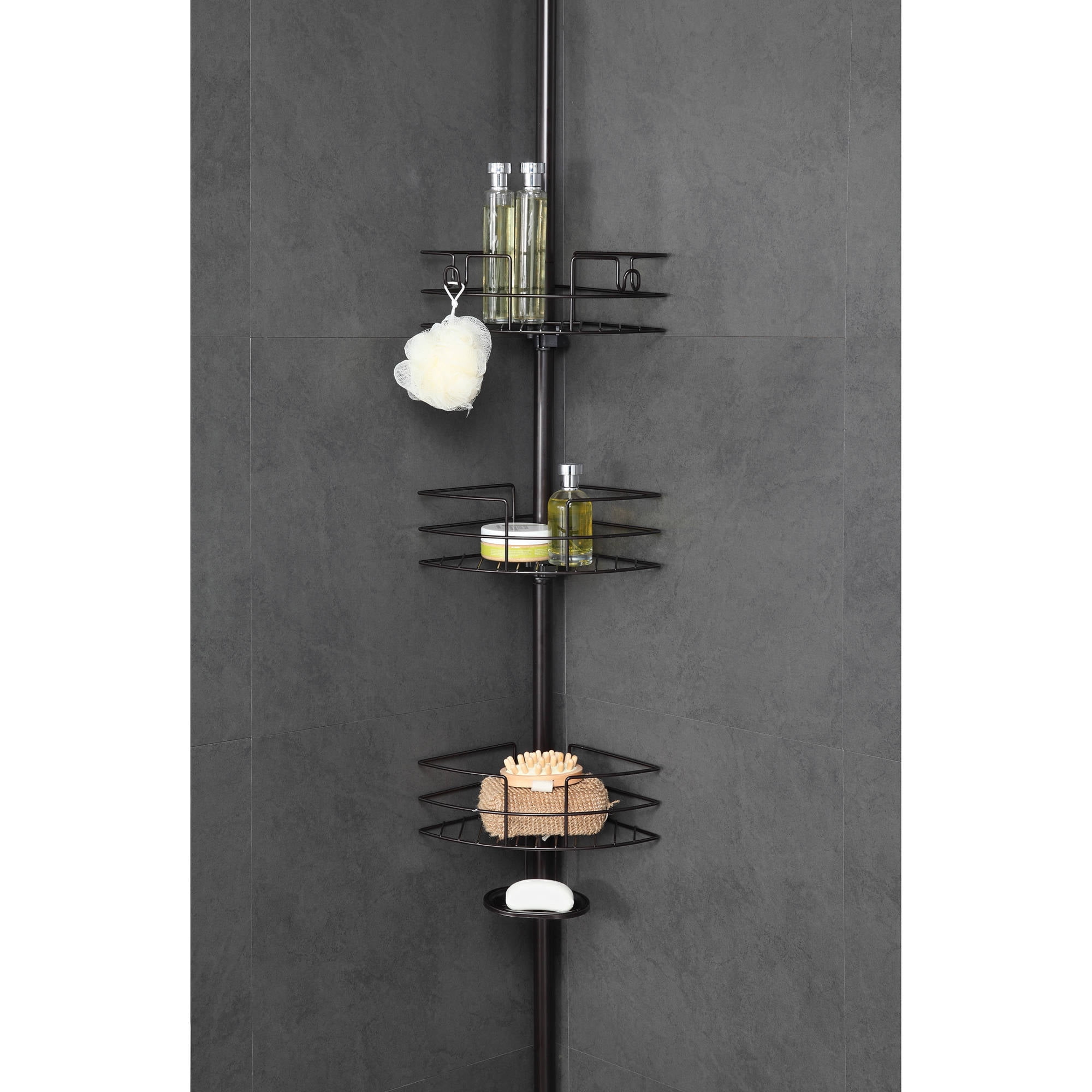 Homezone 3 Tier Adjule Wire Corner Shelf Extension Pole Caddy Homezone 3 Tier Adjule Wire Corner Shelf Extension Pole Caddy Oil Rubbed Bronze Com