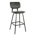 thumbnail image 5 of Foundry Contemporary Barstool in Black Metal and Grey Faux Leather with Grey Zig Zag Stitching by LumiSource - Set of 2, 5 of 7