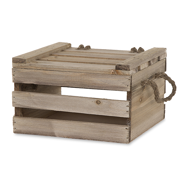 Garden Winds Antique Light Brown Wooden Crate Storage Box with Lid