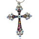 thumbnail image 3 of Alloy Rhinestone Big Pendants Latin Cross Clenchee 73x51x5mm Hole: 3mm Antique Silver Colorful, 3 of 3