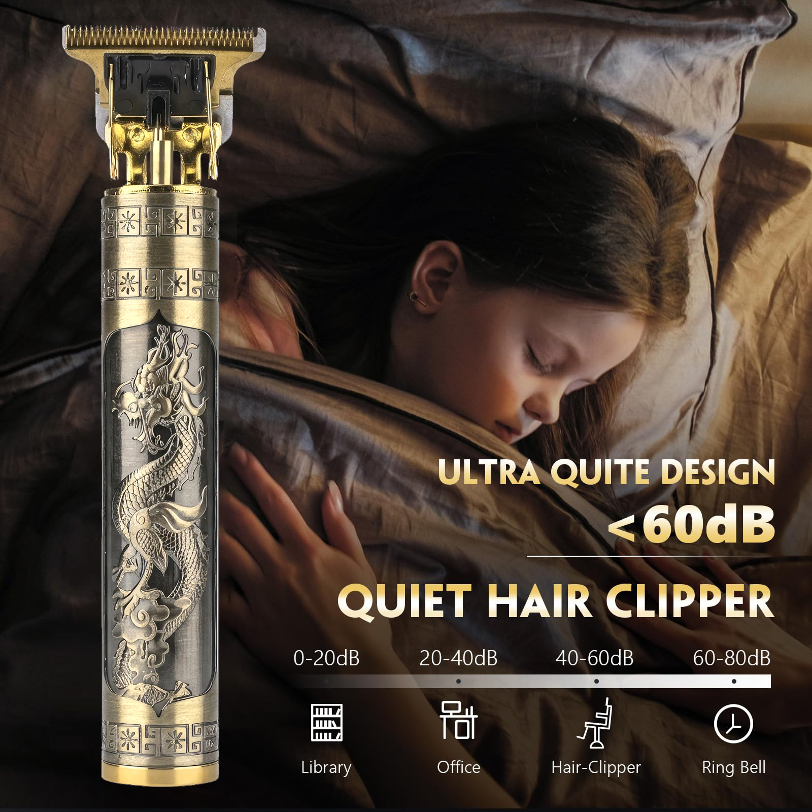 Obacre T-Blade Hair Clipper Trimmer with Guide Combs, Gold photo 2