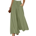 thumbnail image 3 of Women's Autumn Casual Fashion Elastic Waistband Wide Leg High Waist Long Skirt Pants for Outdoor Wear and Style,Army Green,L, 3 of 9