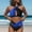 Blue, variant on MRULIC tankini bathing suits for women Two Piece BIkini Swimsuits For Women Patchwork Top With High Waist Bottoms Bathing Suits Black + S
