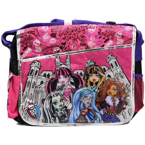 Monster High Messenger Bag Black and Pink Classmates New 096605