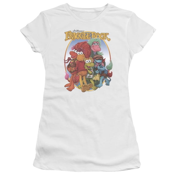 Fraggle Rock Group Hug S/S Junior Women's T-Shirt Sheer White