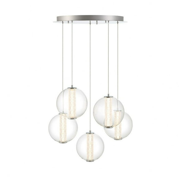 45737-015-Eurofase Lighting-Atomo - 175W 5 LED Pendant In Contemporary Style-9.25 Inches Tall and 25.75 Inches Wide-Chrome Finish