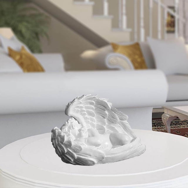 VONKY Resin White Angel Statue Desktop Decor Collection Window Props Christmas lie down left think