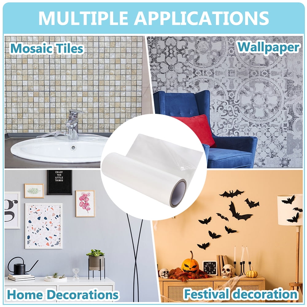 1 Roll 393x11.8 Inch Adhesive Tile Setting Mat Double Sided Tape Sheet Peel Tape and Stick White Removable Mounting Tape Multipurpose
