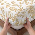 thumbnail image 3 of Twin XL Size Fitted Sheet Set - Orange Flower 2 Piece Bedding Sets 16" Deep Pocket Fitted Sheet with 1 Pillowcases, Vintage Farmhouse Boho Leaf Spring Plant Brushed Microfiber Hotel Luxury Bed Sheets, 3 of 9
