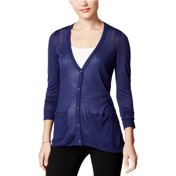GH Bass & Co. Suéter tipo cárdigan de punto para mujer, azul, extra pequeño