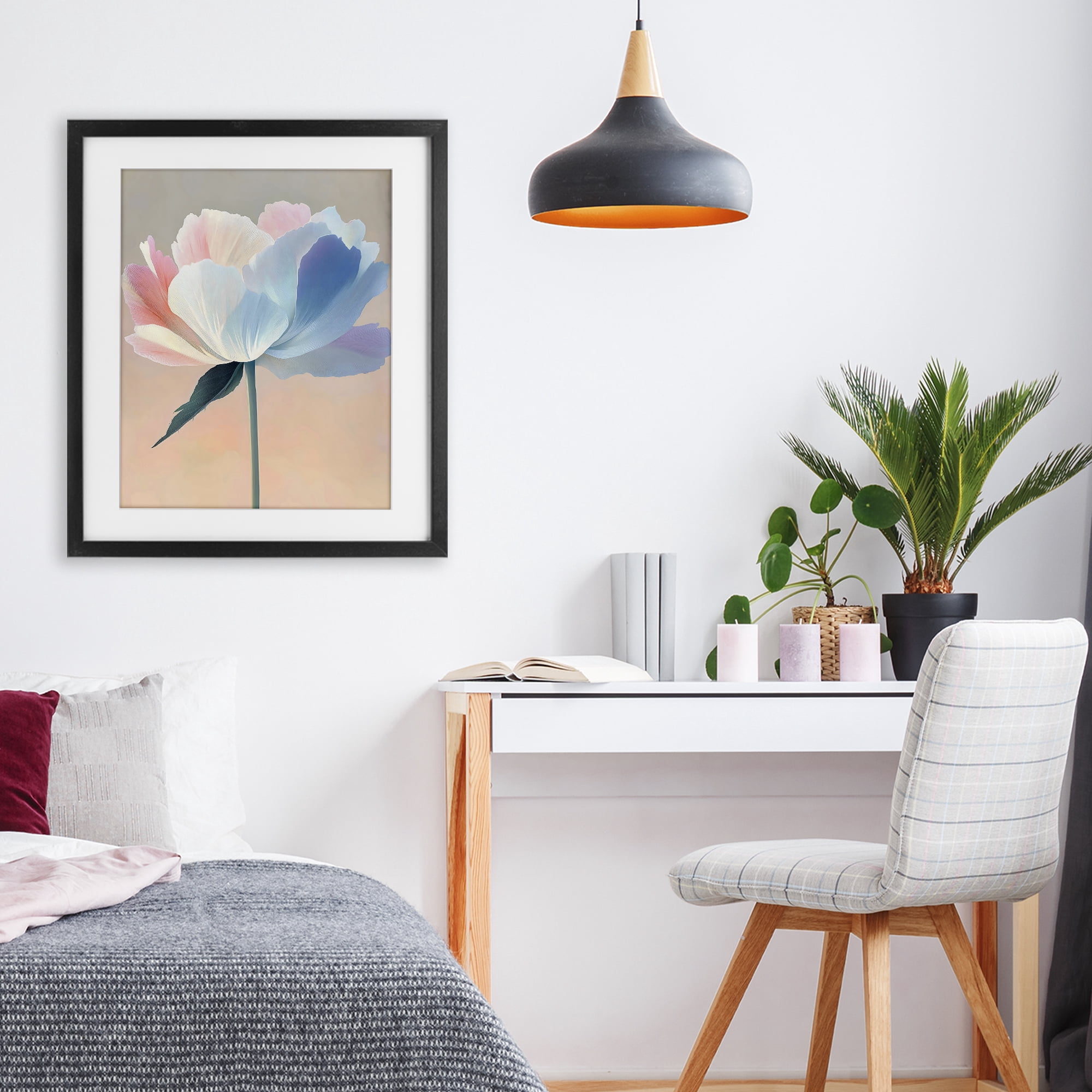 Stupell Industries Pink & Blue Flower Serenity Black Framed Print Under Glass, design by The Prints Vibe