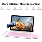 Android 14 Tablet, 10 inch 8GB RAM+64GB ROM+1TB Expend Tableta, 1.8Ghz Quad-core Processor, 2 in 1 Tablets with Keyboard/ Case/ Mouse/ Stylus, 8MP Camera, 1280x800 IPS HD Touch Screen, 5G WiFi 6 Tab