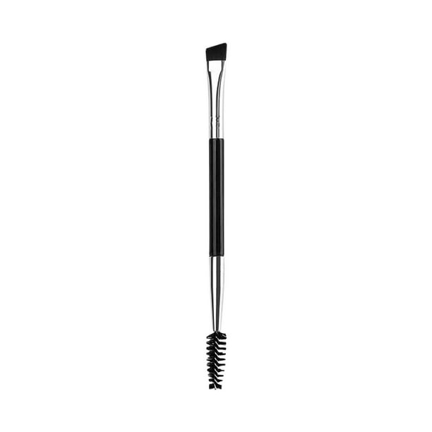 Pincel de maquillaje para cejas con mango de madera y doble cara, pinceles planos y angulares.