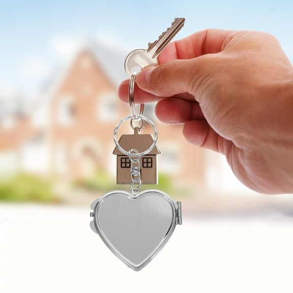 LULULION 2Pcs Portable Heart Shape Compact Mirror Keychain Dual Side Finish for Purse