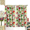 thumbnail image 3 of Red Strawberry Curtains, Watercolor Cute Strawberries Green Leaves Daisy Flowers Summer Fruit Blackout Window Treatments for Kitchen Cafe Bedroom Livingroom, 84" W X 84" L, 3 of 6