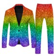thumbnail image 3 of FYEGRE Men's Carnival Suits Mens Carnival 3D Digital Printed Lightweight Business Suit Set Contemporary Formal Jacket and Trousers Ensemble Gold S, 3 of 5